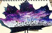 波兰艺术家在落叶上创作绝美风景画