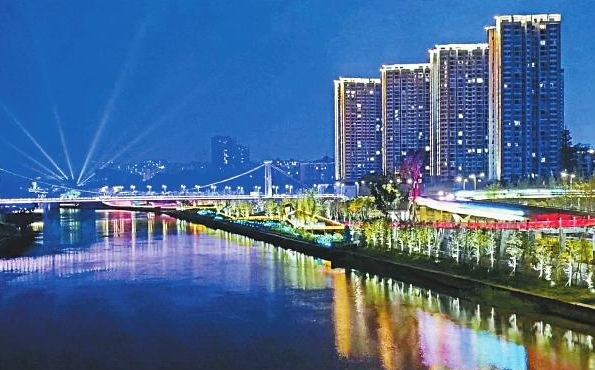 新华网航拍｜自贡夜游釜溪