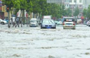 沈阳大雨倾盆 街道路灯杆倒塌砸车砸人
